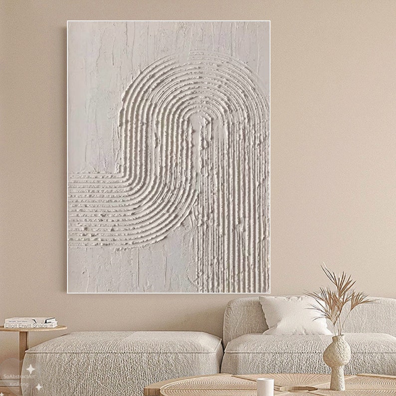 Large Pure Beige Minimalist Painting on Canvas Neutral Beige Minimalist ...