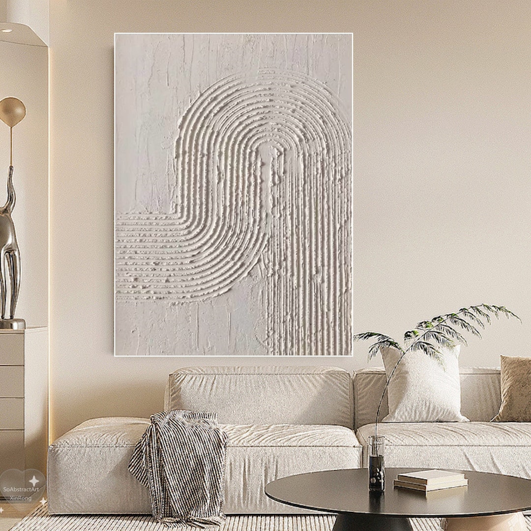 Large Pure Beige Minimalist Painting on Canvas Neutral Beige Minimalist ...