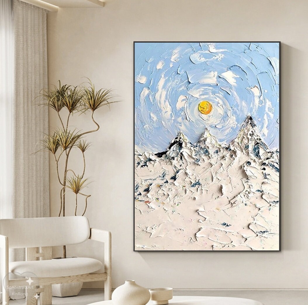 Large Abstract Mountain Oil Painting on Canvas Original 3D Texture Wall ...