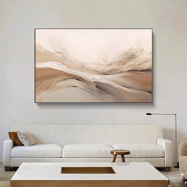 Large Beige Abstract Wall Art Brown Landscape Mountains Wall Art ...