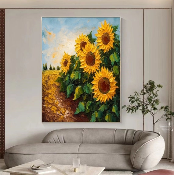 ひまわり アクリル画 大きなキャンバス ひまわり アクリル画 大きなキャンバス