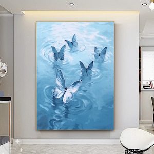 Original Butterfly Oil Painting Butterfly Painting Canvas Art Abstract Wall Art 3D Textured Wall Decor Gift Blue Butterfly Animal Painting