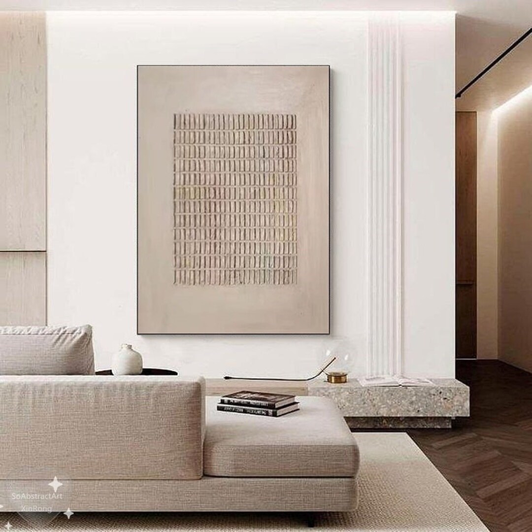 Beige 3D Textured Wall Art Beige Boho Painting Wabi Sabi Wall Art Beige ...