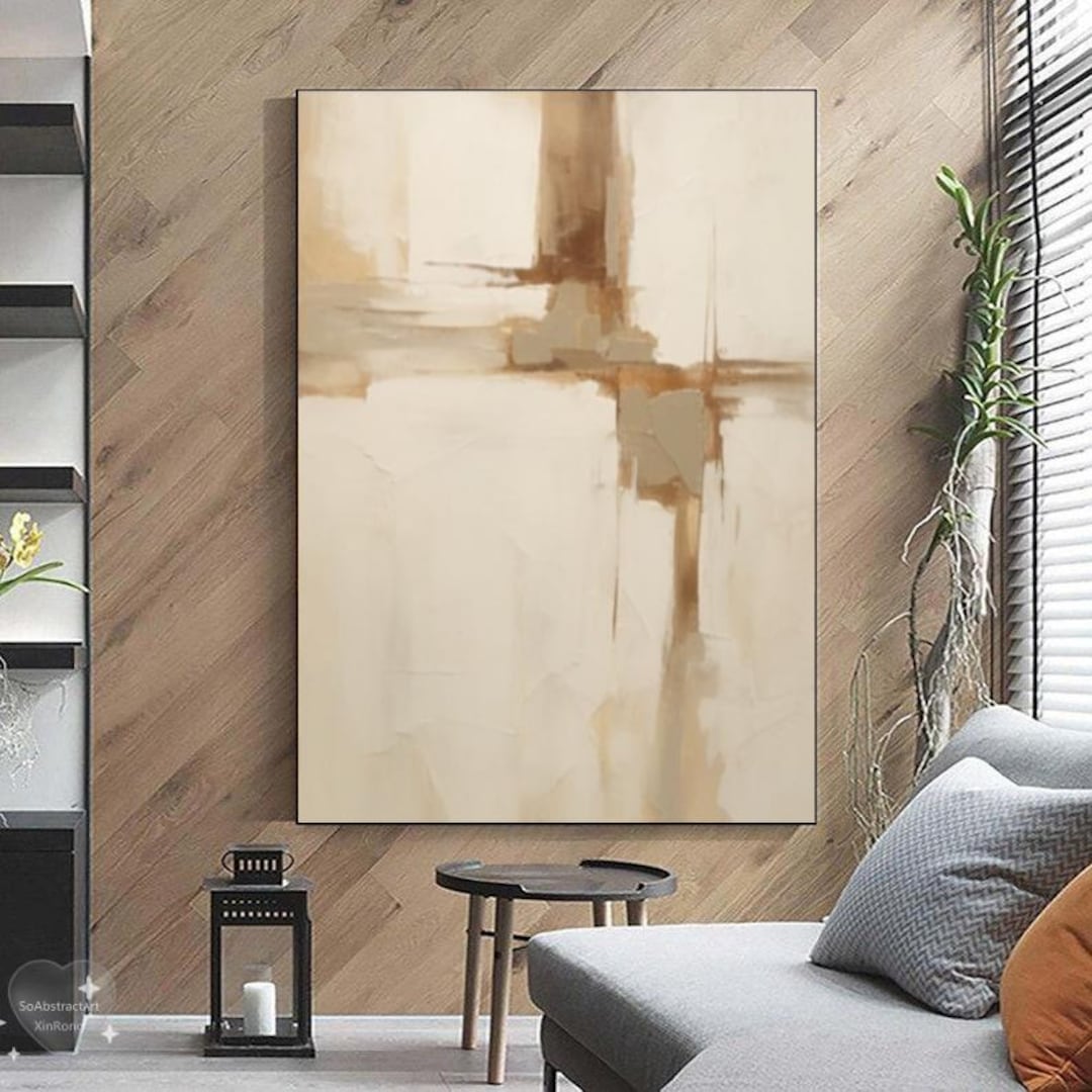 Brown Wabi Sabi Canvas Wall Art Beige Abstract Painting on Canvas Brown ...