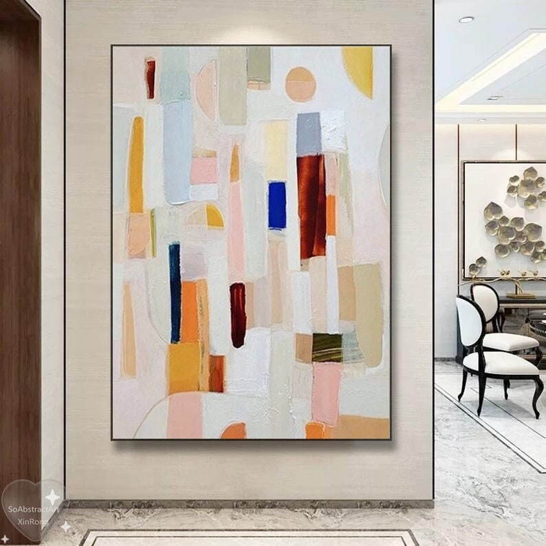 Neutral Color Abstracts Large Neutral Color Abstract Painting Modern Colorful Abstract Wall Art ...