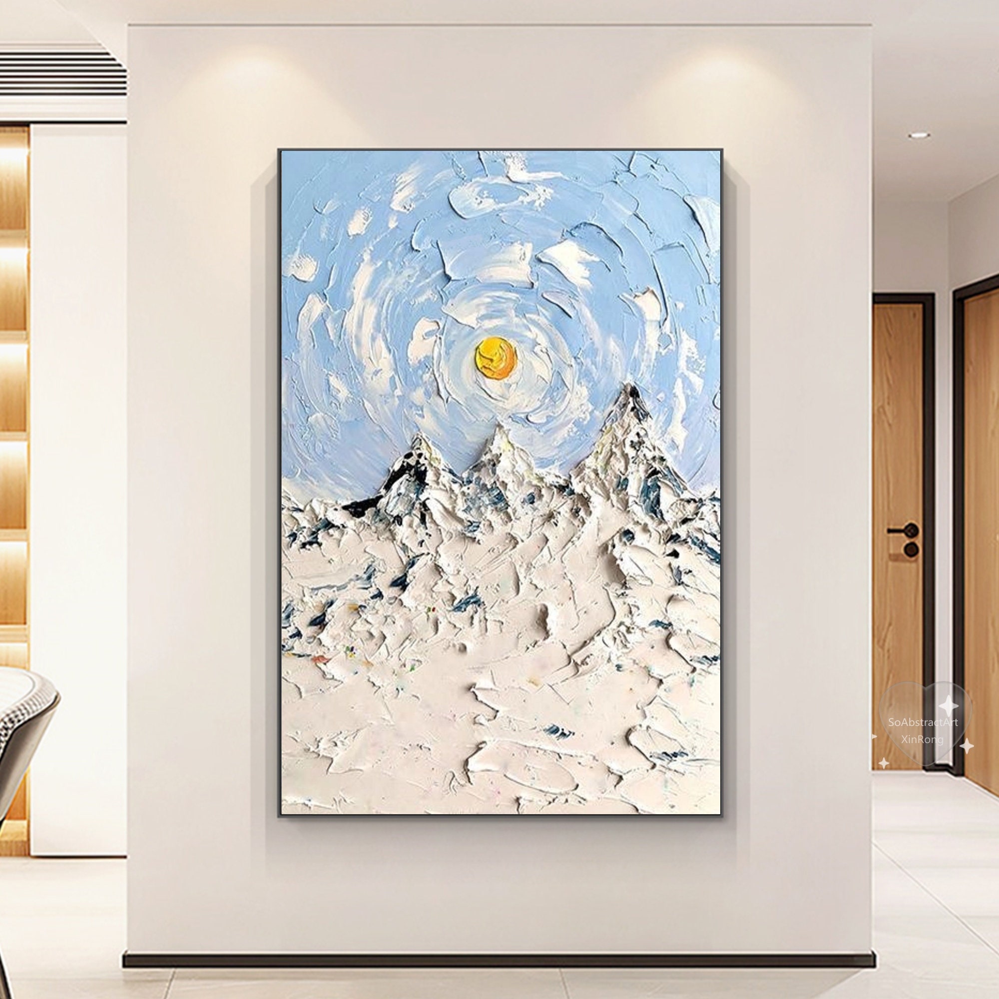 Large Abstract Mountain Oil Painting on Canvas Original 3D Texture Wall ...