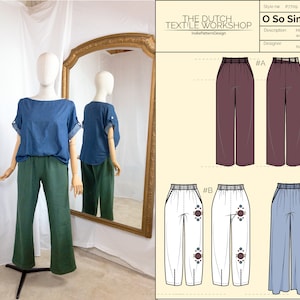 The O So Simple Trousers Pdf Sewing Pattern. Sizes UK 18-30. EU 46-58. Digital downloadable pattern.