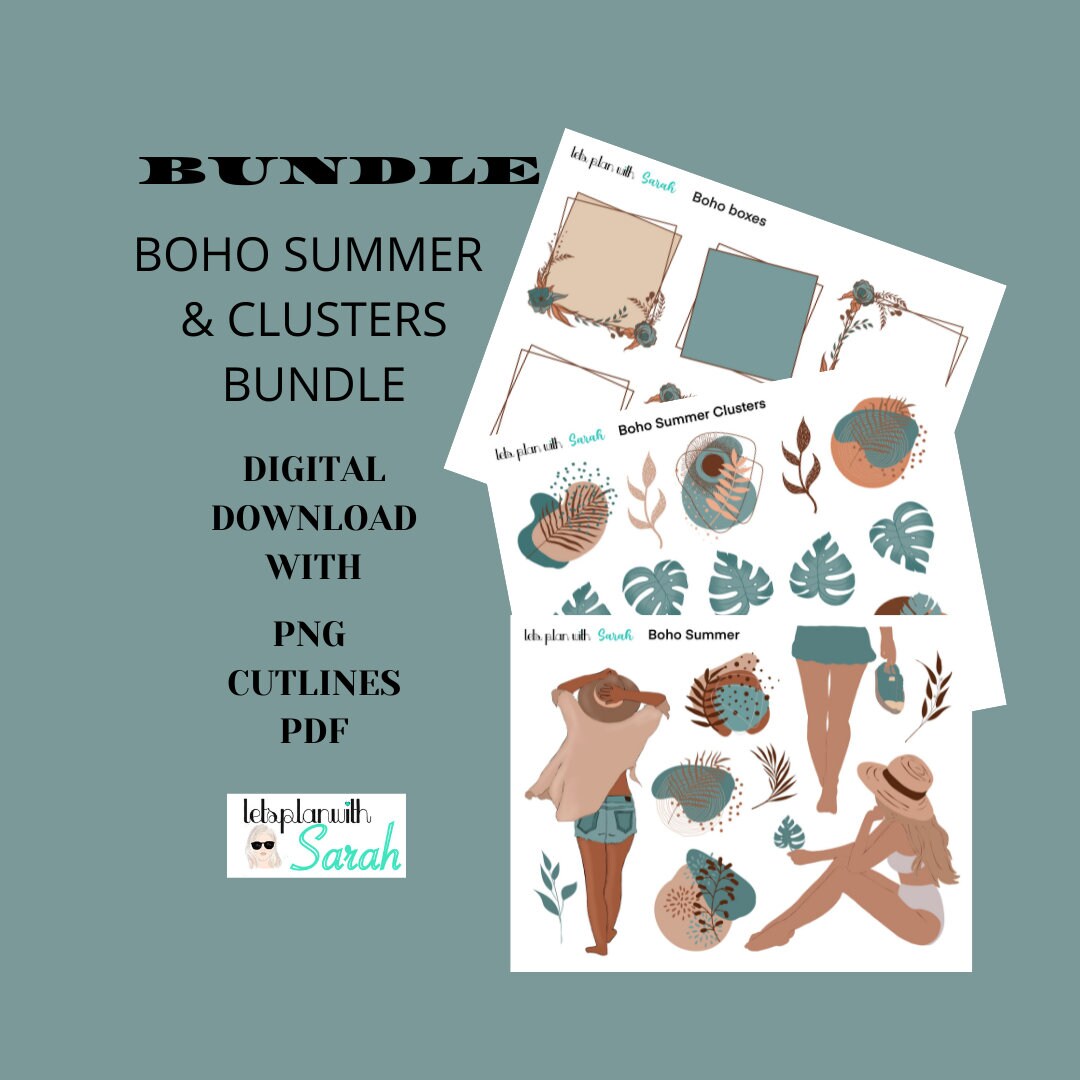 BOHO SUMMER N CLUSTERS Bundle Printable Stickers for Planners - Etsy