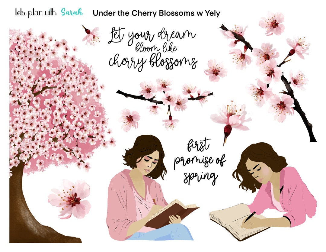 UNDER the CHERRY BLOSSOM Tree W Yely Printable Stickers for Planners ...