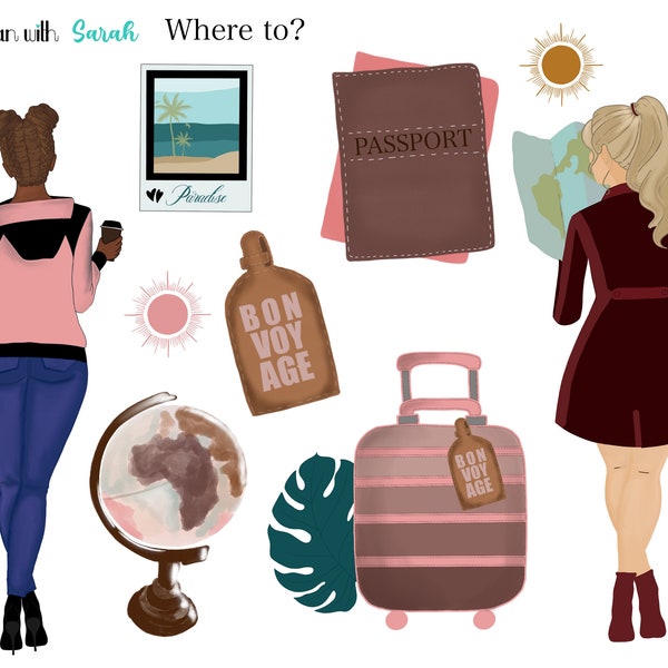 WHERE TO? Printable TRAVEL Stickers for planners, journals, scrapbooking etc.