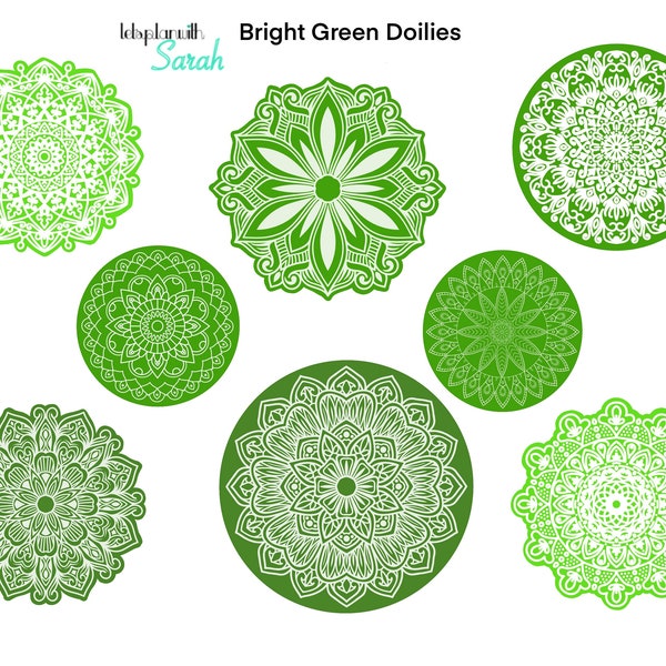 BRIGHT GREEN DOILIES for your planners, journals or scrapbooks etc.