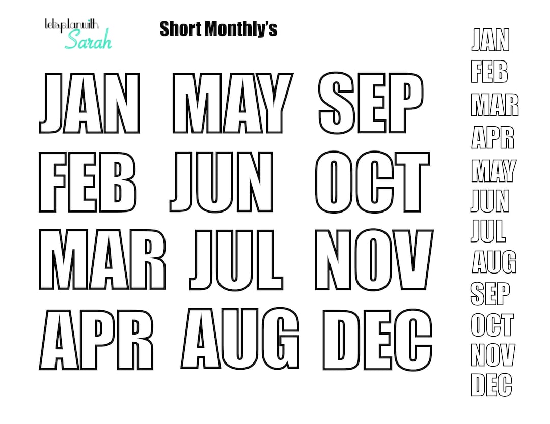 Printable Monthly Headers For Journals