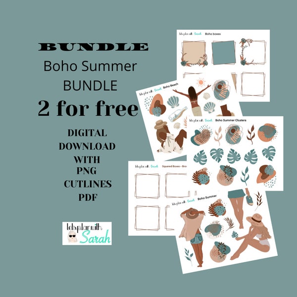 BOHO SUMMER BUNDLE Printable stickers for planners, journals, memory keep, scrap books etc.