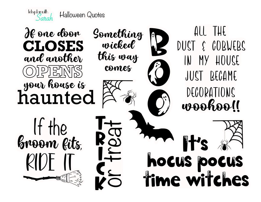 HALLOWEEN QUOTES Printable Stickers for Planner, Scrapbooking and ...