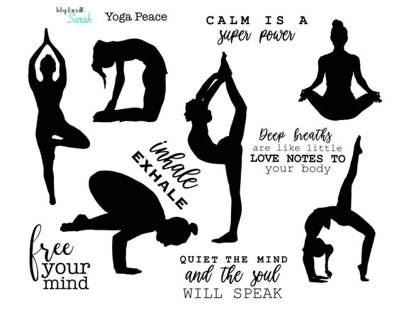 YOGA PEACE LOTUS Printable Planner Stickers Yoga Stickers