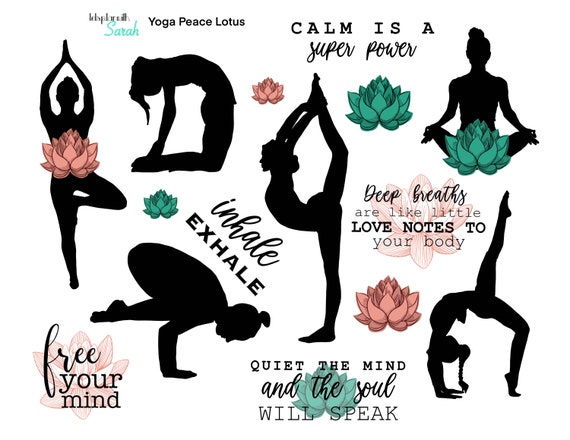 YOGA PEACE LOTUS Printable Planner Stickers Yoga Stickers