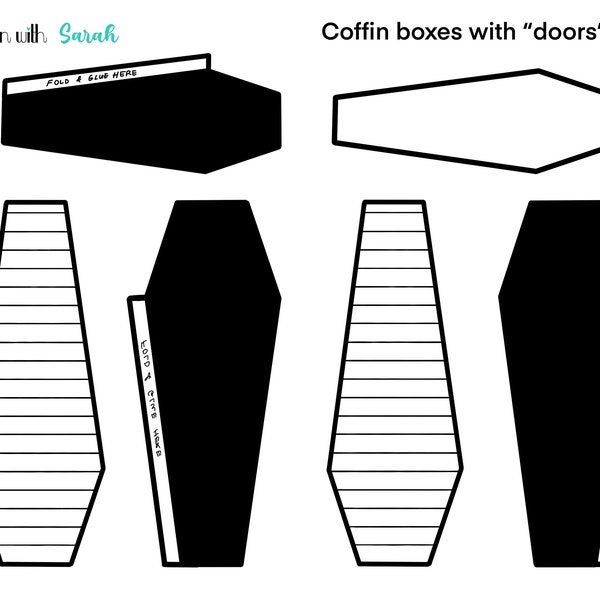 COFFIN BOXES w DOORS Printable journal boxes for planners, journals, memory keeping, scrap booking, card making etc. png. pdf