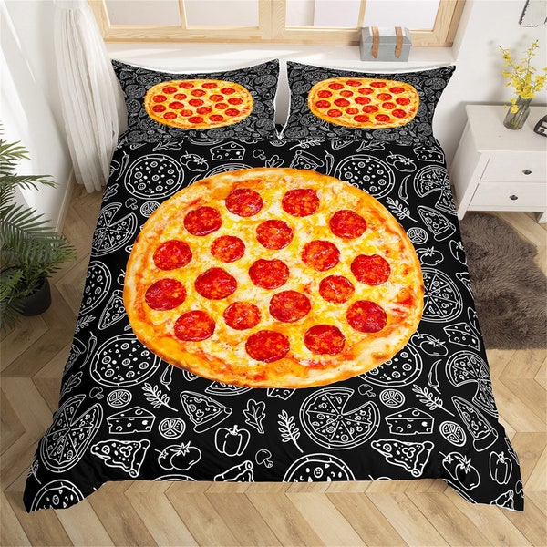 Pattern Print Pizza Duvet Cover Bedding Set