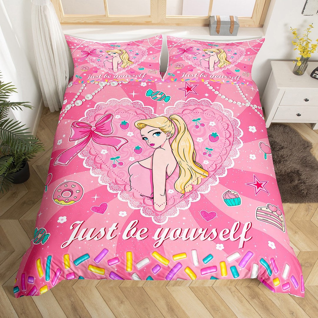Barbie Handmade Duvet Cover Girlish Pink Dreamy Blonde Beauty Etsy