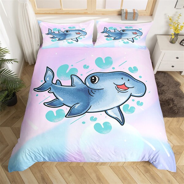 Shark Pattern Print Duvet Cover Bedding Set