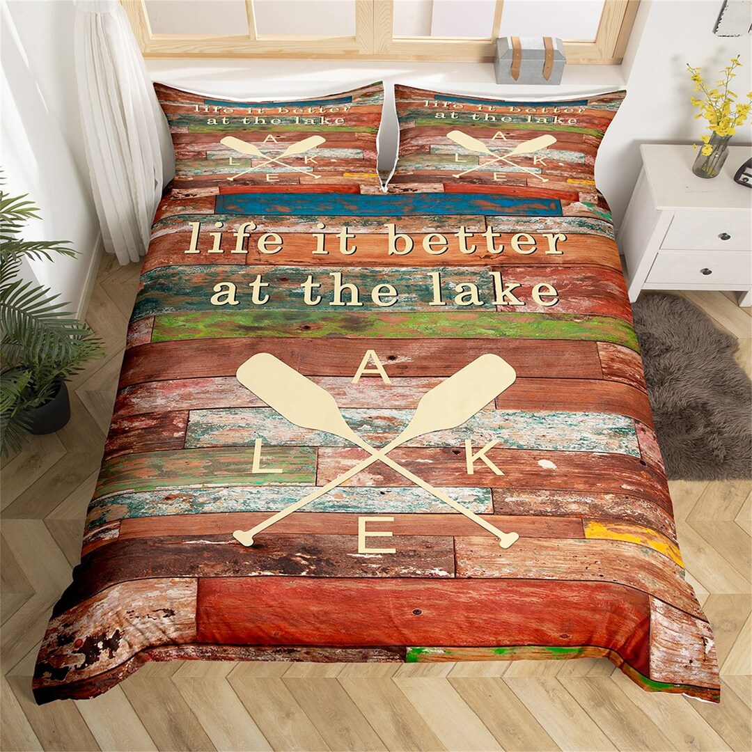Lake Boating Handmade Duvet Cover Camping Theme Bedding Set Etsy