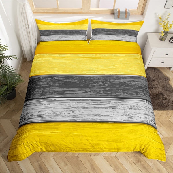 Yellow Gray Bedding Etsy