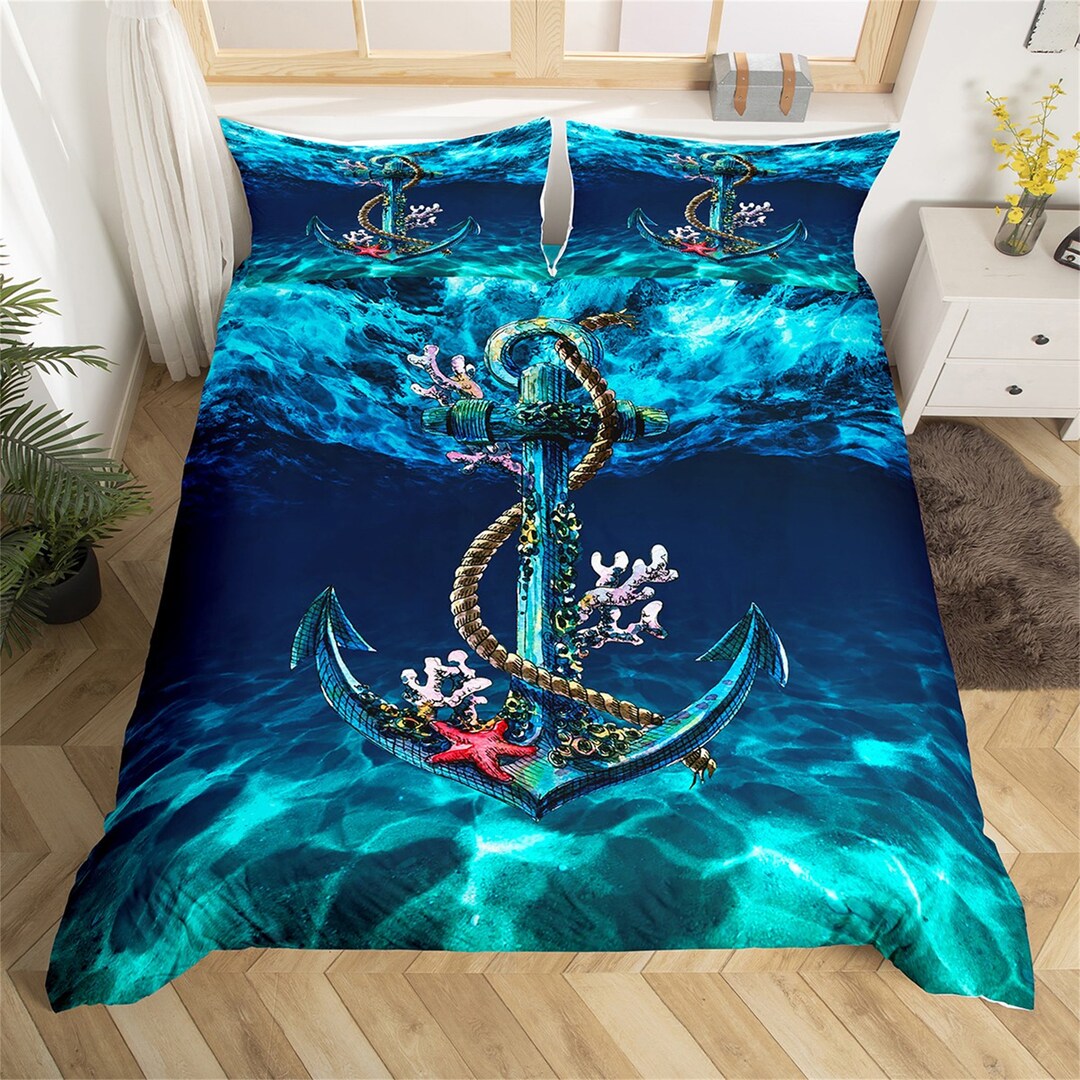 Nautical Anchor Handmade Duvet Cover Undersea Water Ripple Etsy
