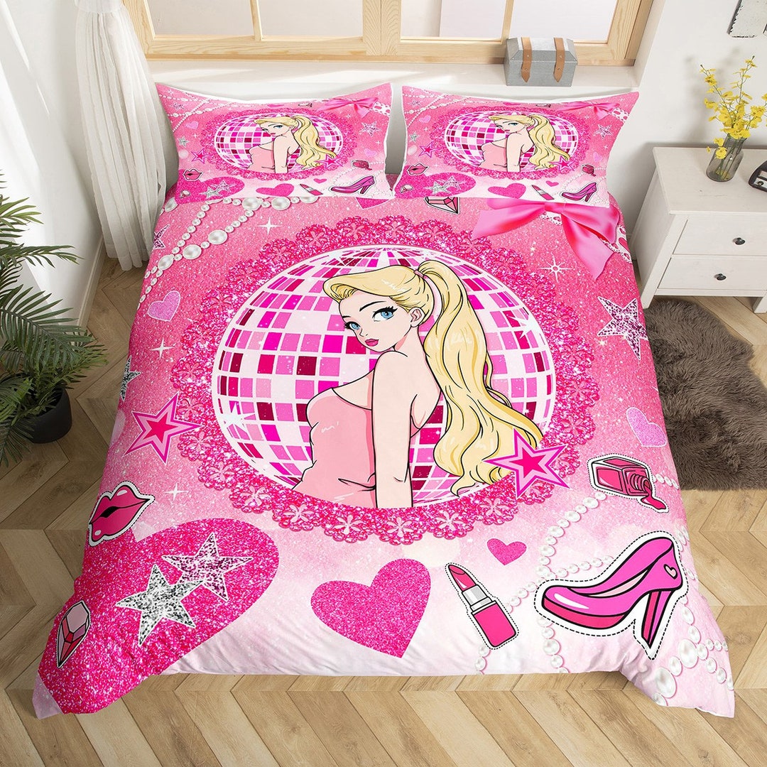 Blonde Barbie Duvet Cover Neon Lights Lattice Diamond Sequin Etsy