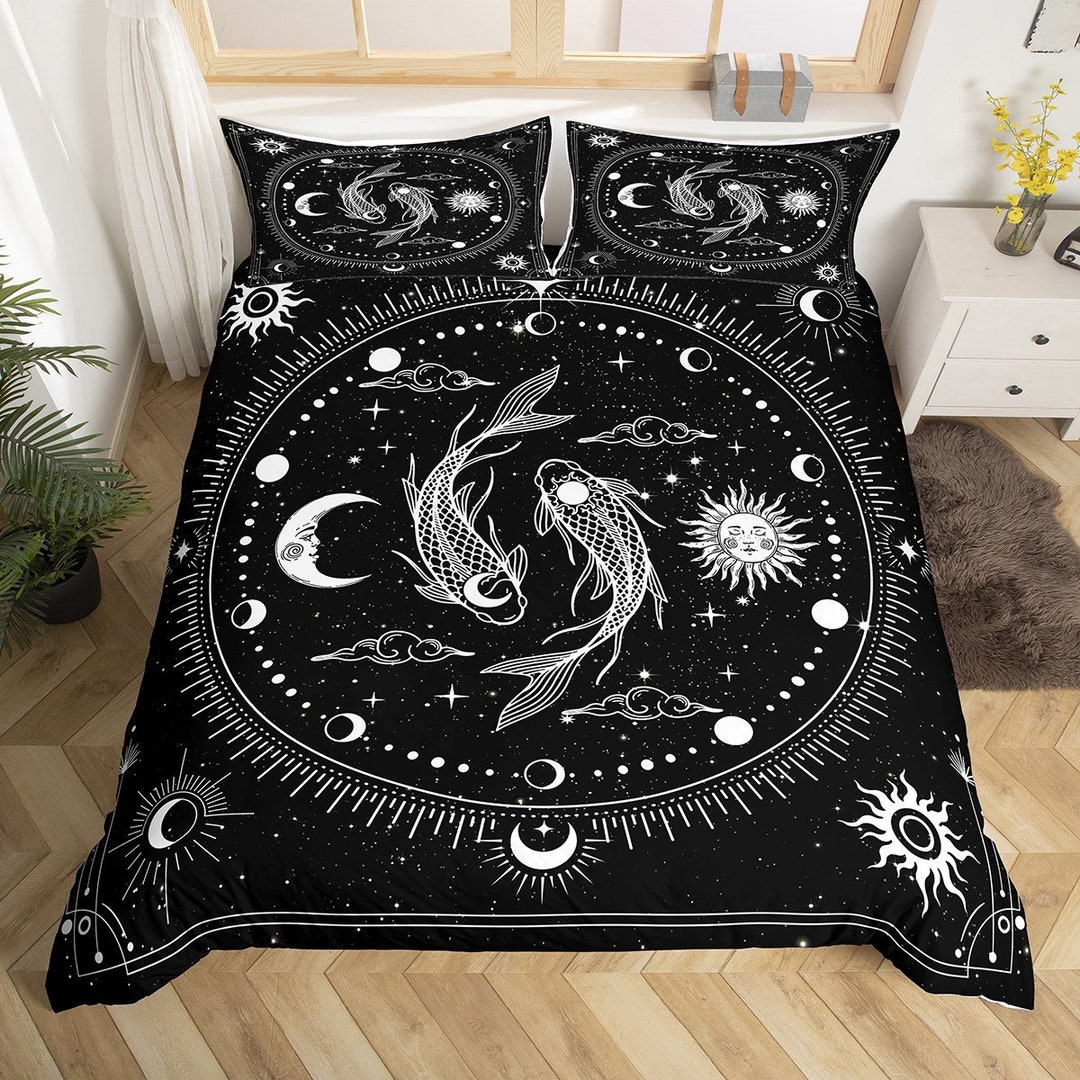 Koi Fish Duvet Cover Japanese Style Animal Exotic Bedding Etsy