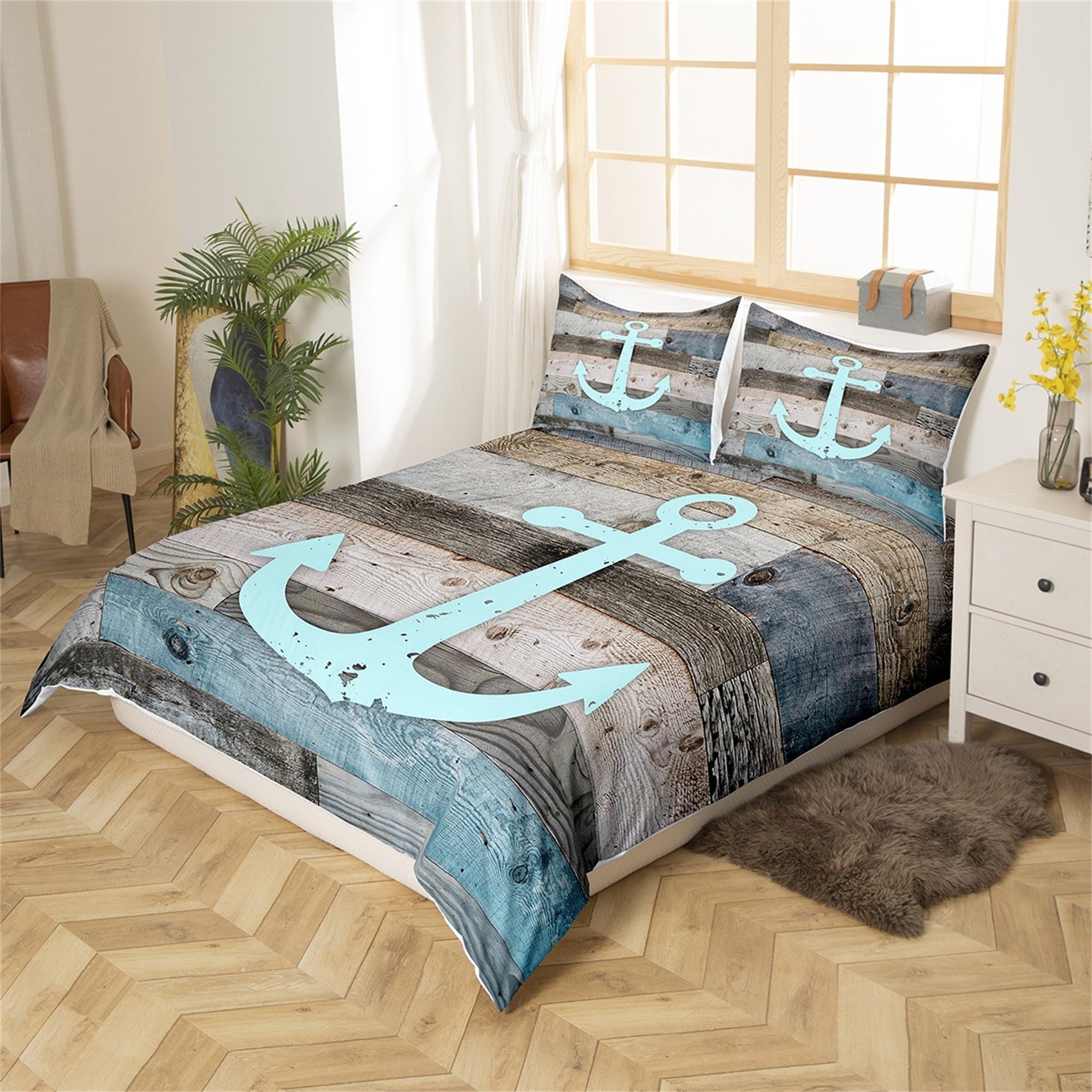 Nautical Anchor Handmade Duvet Cover Farmhouse Style Barn Etsy