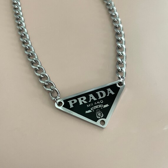Prada Necklace Prada Designer Triangle Charm Necklace Prada Etsy