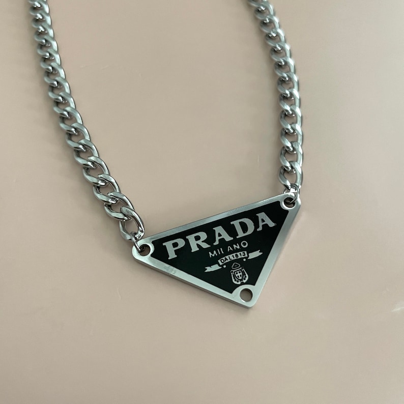 Prada Necklace Prada Designer Triangle Charm Necklace Prada | Etsy