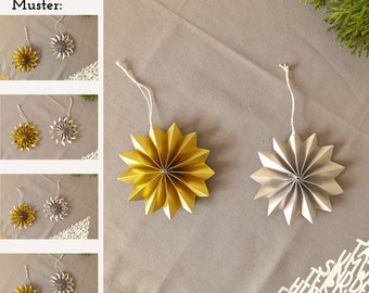 Weihnachtsbaumschmuck Papiersterne Gold oder Silber in verschiedenen Mustervarianten für deine individuelle Weihnachtsdeko - Mix&Match