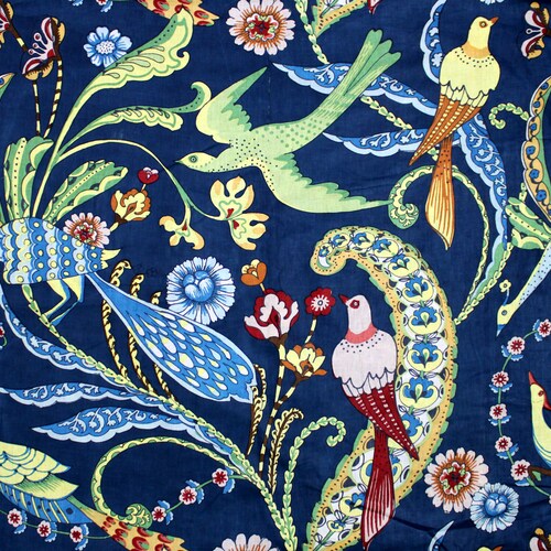 Purple Bird Print Cotton Fabric Sewing Kimono Fabric Etsy