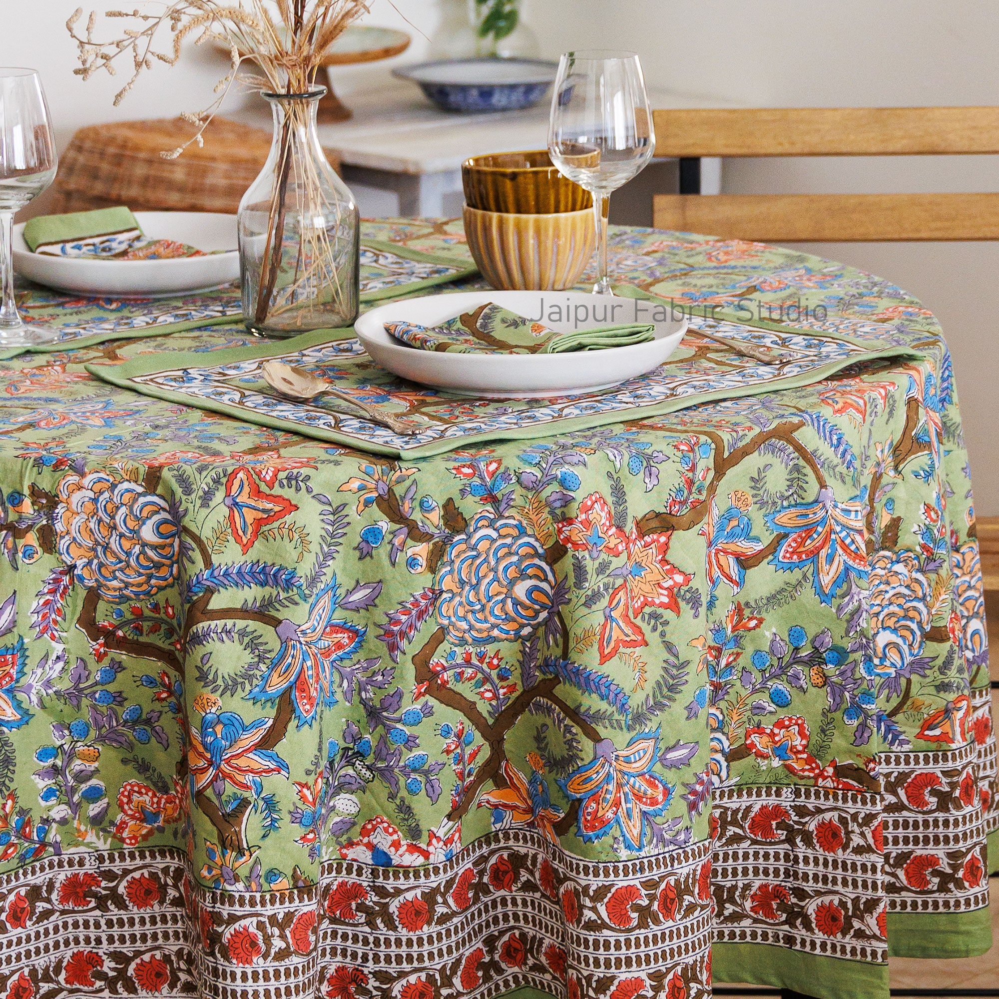 Christmas Decoration Table Cover With Napkin Mats Set, Villa Tablecloth