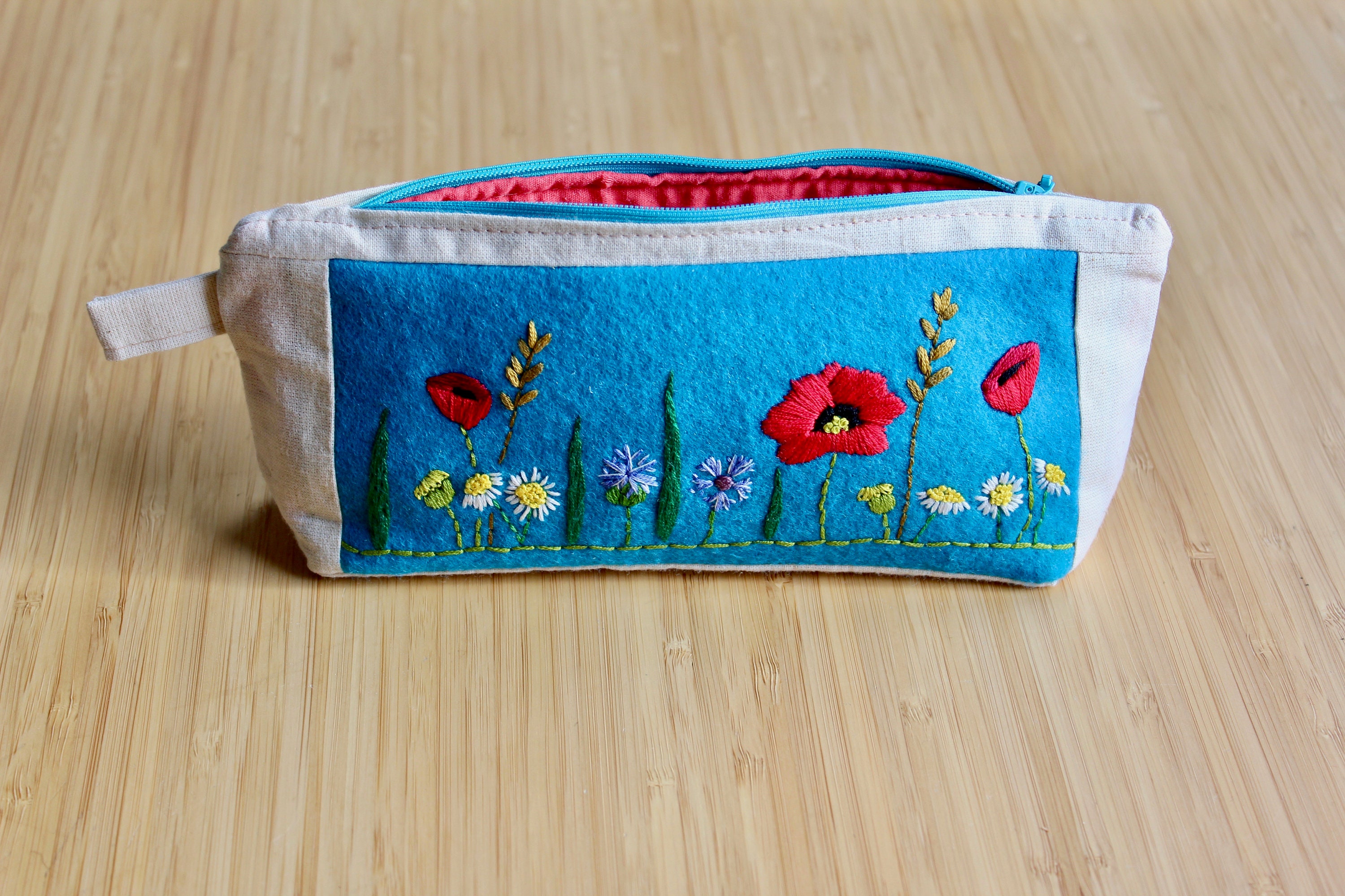 Beginner Hand Embroidery Pencil Case With Embroidery Flower Kit, Sew  Stationery Organizer, Embroidery Pencilbag, Starter Embroidery Project 