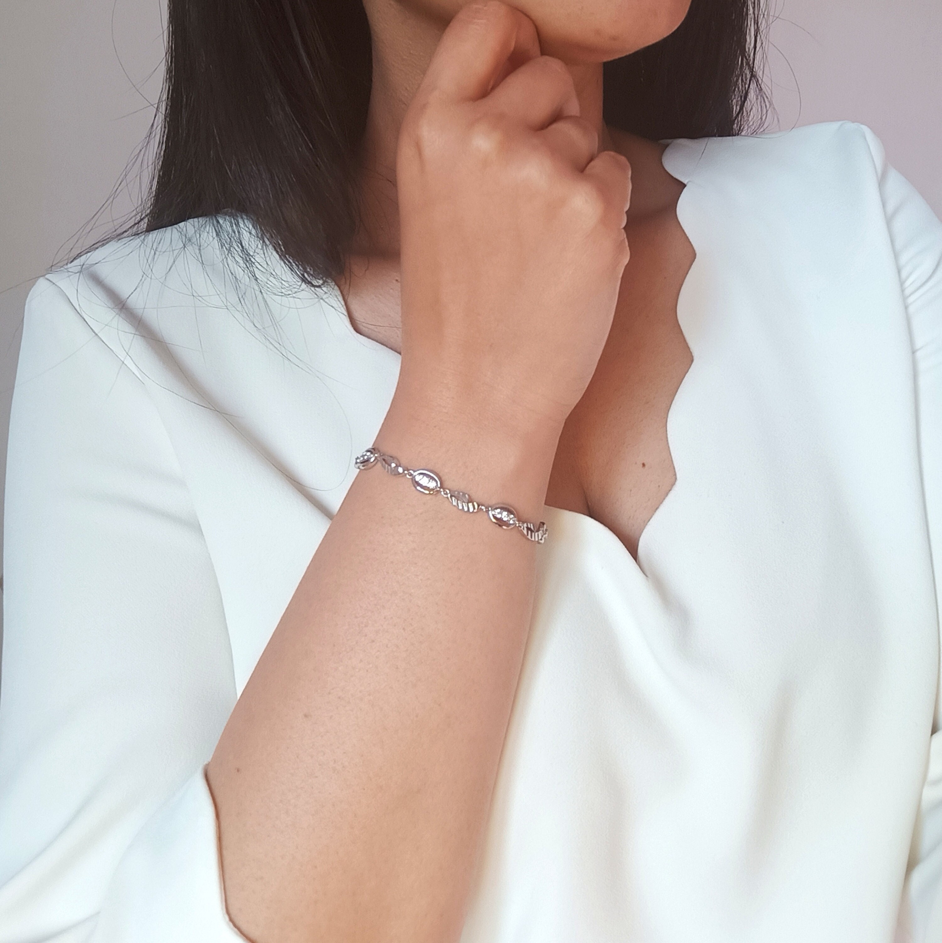 Bracelet Tennis En Argent 925 Rhodié Avec Zirconium Cubique - Homme/Femme, 17-18 Cm, Neuf Avec étiquettes