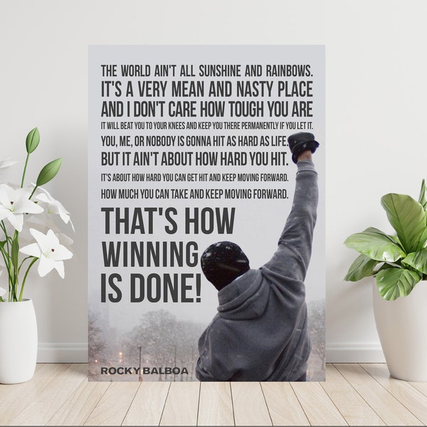 Rocky Boxing Sunshine Rainbows Motivational Quote Large Poster Art Print Custom Gift A0 A1 A2 A3 A4