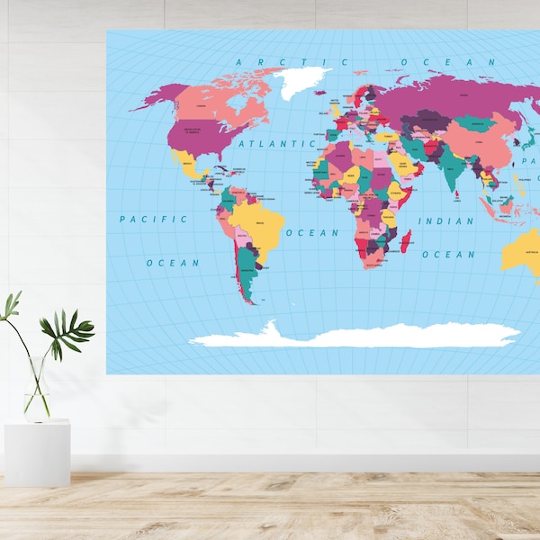 World Map Atlas Educational Large Poster Art Print Gift A0 A1 A2 A3 A4 A5
