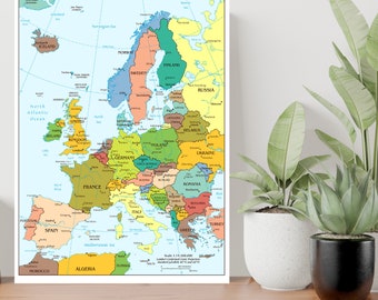 Map of Europe EU Large Poster Art Gift - A1 LAMINATED PRINT