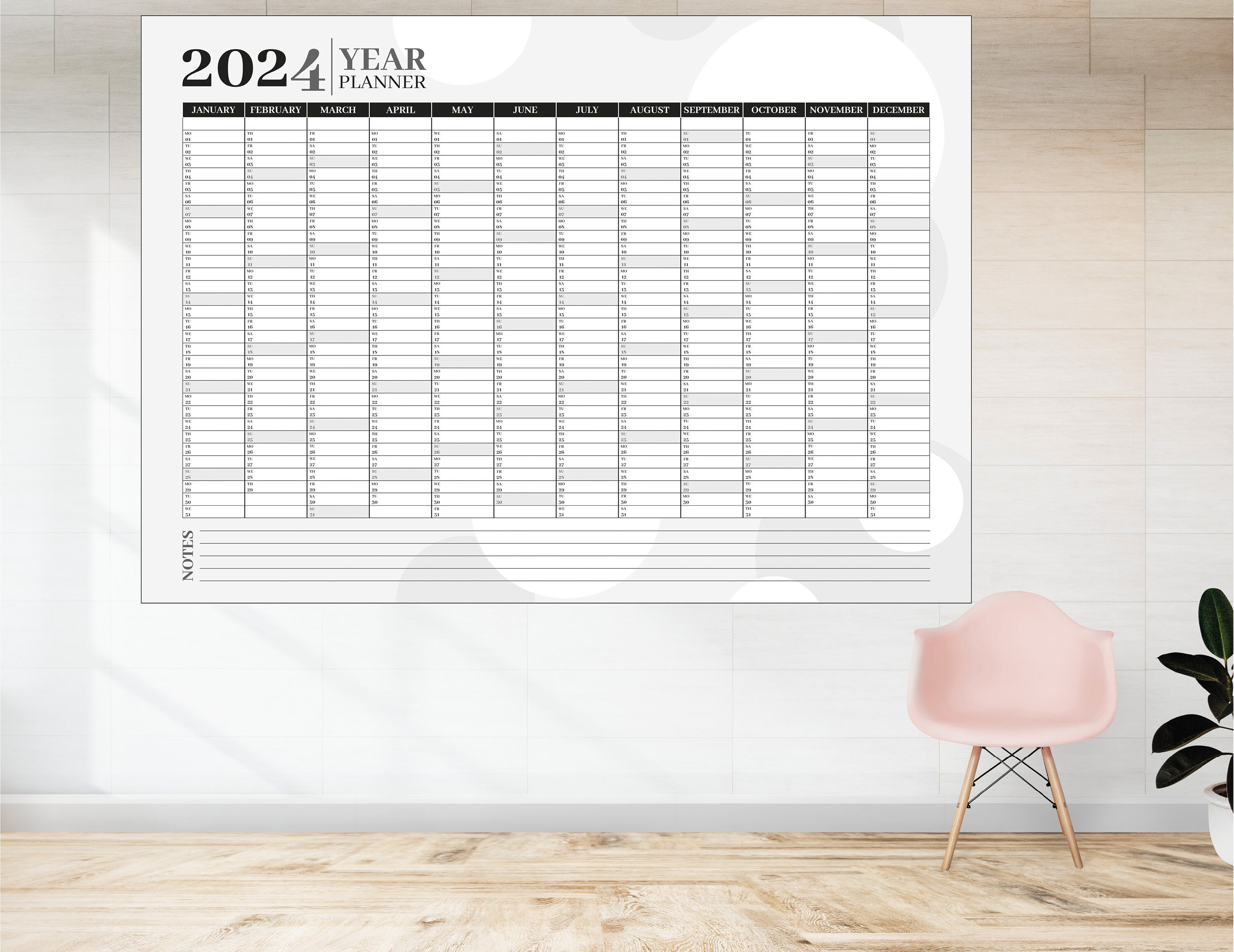 2024 YEAR PLANNER Wall Chart Calendar Large Poster Art Print Gift A0 A1 ...