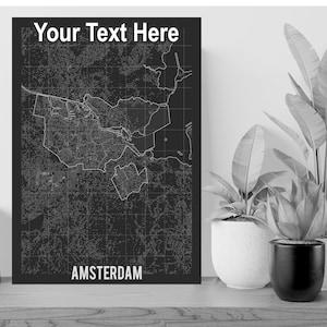 Plan de la ville personnalisé AMSTERDAM Grande affiche personnalisée Art Print Gift - A1 LAMINATED PRINT
