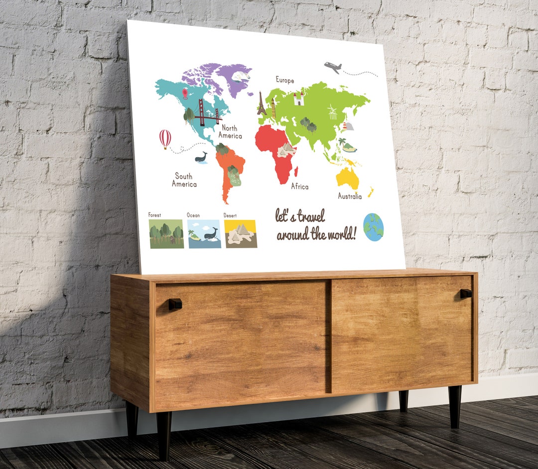 Pochoir Carte Du Monde "Let's Go Travel" - Format A3 - Plastique 0.25mm - Loisirs Créatifs - 7
