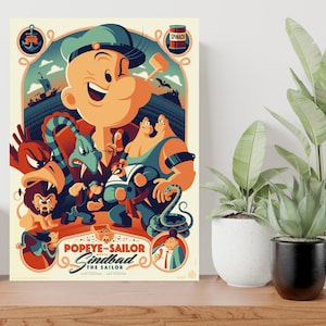 Popeye the Sailor Man Large Poster Art Print Gift A0 A1 A2 A3 A4 A5