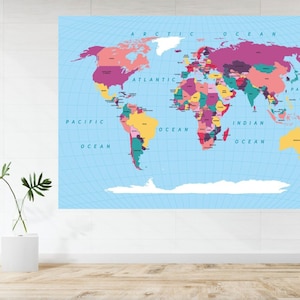 Carte du monde Atlas détaillée grande affiche impression d'art cadeau personnalisé A0 A1 A2 A3 A4 A5