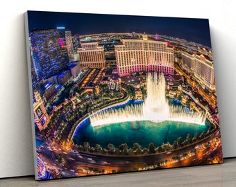 Bellagio Fountains at Night Las Vegas Large CANVAS Wall Art Custom Print Gift A0 A1 A2 A3 A4