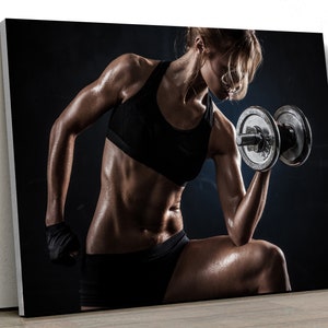 Gimnasio Chica Músculo motivacional Deporte Culturismo Grande CANVAS Arte Impresión Regalo A0 A1 A2 A3 A4