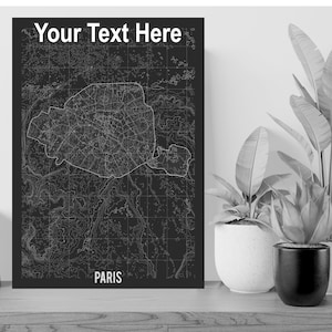 Plan de la ville personnalisé PARIS Grande affiche personnalisée Art Print Cadeau - A1 LAMINATED PRINT