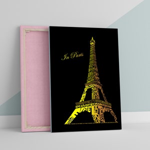 Eiffel Tower Paris Text Typography Large Large CANVAS Art Print Gift A0 A1 A2 A3 A4