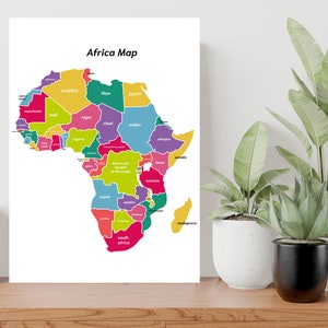 Póster educativo grande con mapa de África, regalo artístico (impresión laminada tamaño A1)